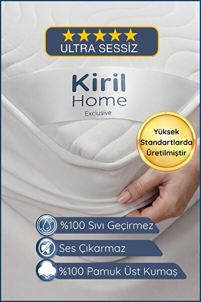 Kiril Home Premium Dolgun Sıvı Geçirmez Yatak Alezi | %100 Pamuklu Yüzey | Ul...