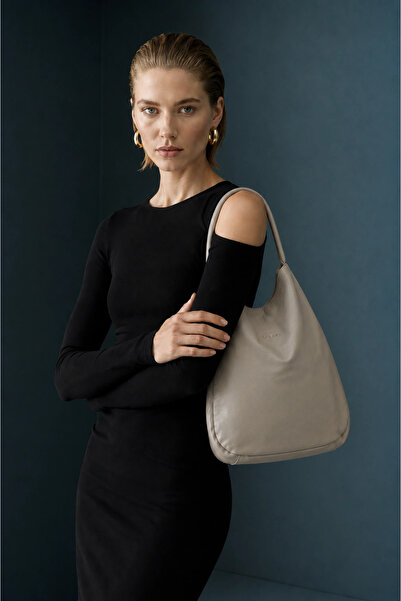 BUENO Grey leather women's shoulder bag 01wb0014