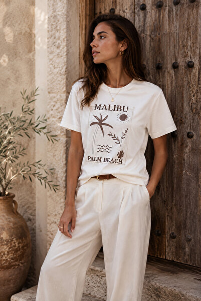 Quzu MAJICA SA ŠTAMPOM I VEZOM MALIBU PALM BEACH
