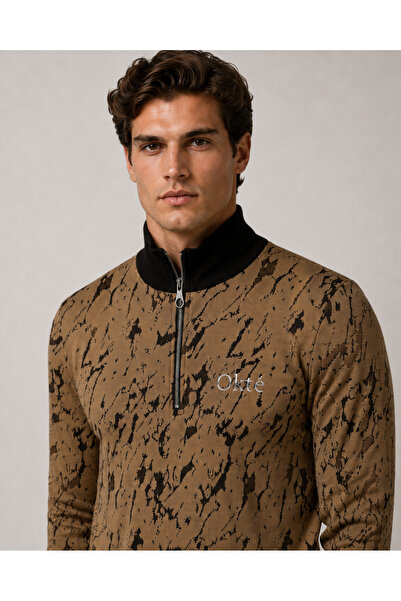 Okté Men's Zippered Sweatshirt – Jacquard Terrain (Unique Edition)