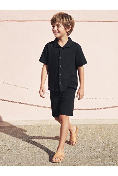 Civil Boys Holiday Collar Shirt for 6-9 Years Old - Black