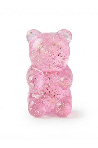 HOME MODE Glitter Pink Gummy Bear Squishy Toy - Slow Rising Squeeze Stress Re...
