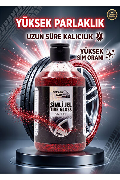 Ceramicar Custom Kırmızı Simli Jel Lastik Parlatıcı - Yüksek Sim Oranı - Ultr...