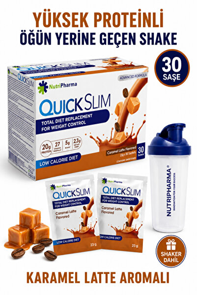 NUTRIPHARMA QUICK SLIM Whey Proteinli Öğün Yerine Geçen Diyet Shake Karamel L...