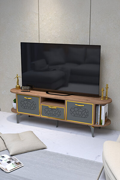 GOLDFALEZ Tv Sehpası Mira 5030 Atlantik Gold 160 Cm 35 Cm 50 Cm
