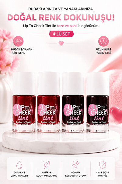 Lesvip's 4'lü Lip To Cheek Tint Seti | Dudak ve Yanak Renklendirici | Doğal G...