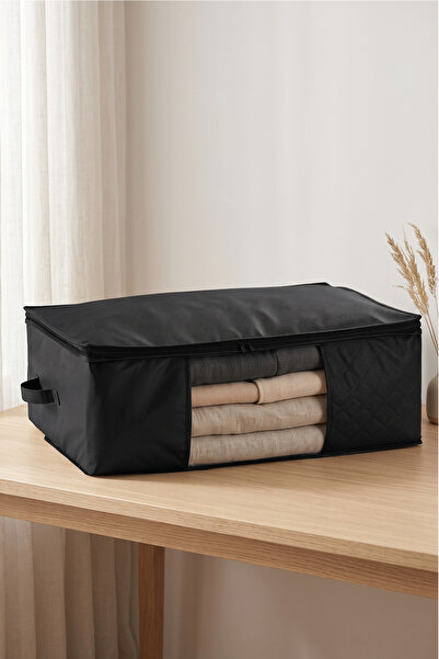 Large Size 70x50x25cm Windowed Sofa Bed&Base Bottom,Duvet&Pillow Organizer Hatch Black