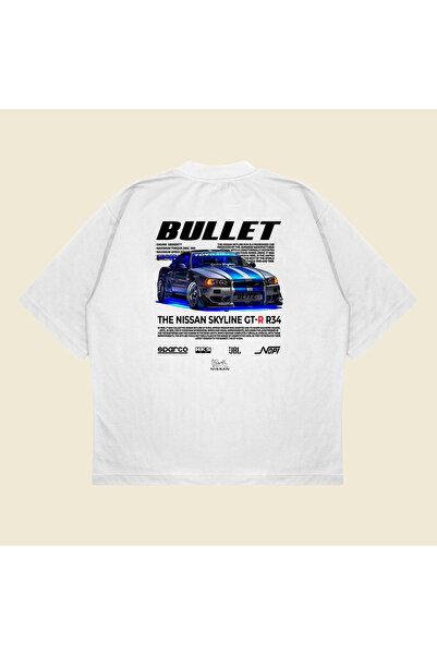 Tarzsokak Nissan Bullet Hızlı Ve Öfkeli Baskılı Oversize Unisex Pamuklu Nefes...