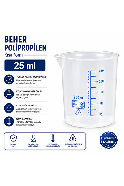 Labolist Beher Polipropilen - Kısa Form 25 ml