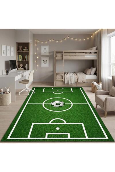 Carpettex Futbol Sahası Desenli Çocuk Odası Halısı – Kaymaz Tabanlı Yıkanabilir Dijital Baskı Halı Dijital