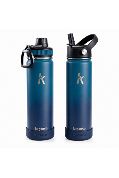Krymso 650ml Stainless Steel Water Bottle, Insulated Thermos Flask, Leakproof...