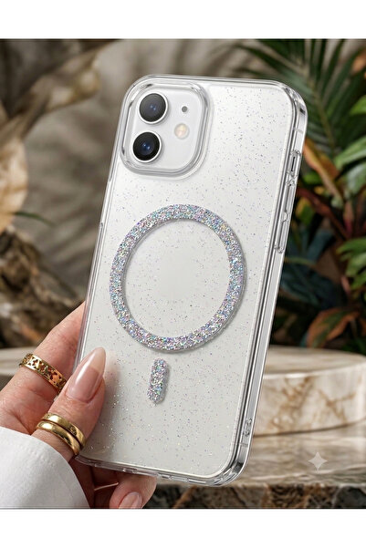 Go Aksesuar Iphone 11 Uyumlu Simli Glitter MAGSAFE Özellikli Darbe Önleyici Ş...
