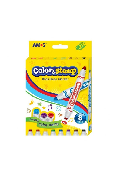Amos Carioca 8 culori Color&Stamp, 2 capete
