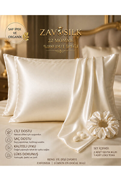 ZAVO Ipek %100 Saf Ipek Yastık Kılıfı 2 Adet 50x70 22momme Silk Pillowcase