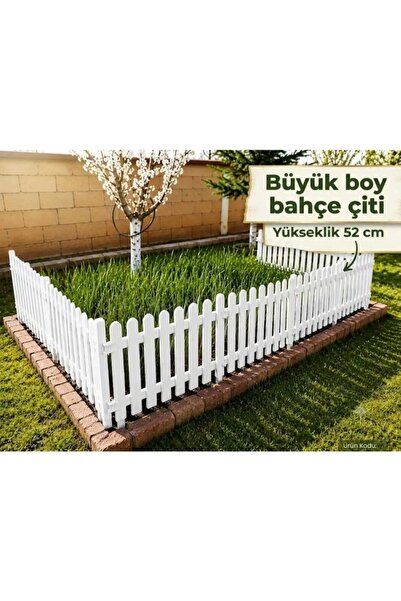 ALL PLAST Dekoratif Plastik Bahçe Çiti Büyük Boy Kırılmaz Beyaz Bahçe Çiti 55...