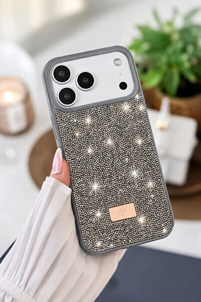 Go Aksesuar Iphone 17 Promax Uyumlu Elmas Tasarımlı Taşlı Işıltılı Parlak Pır...