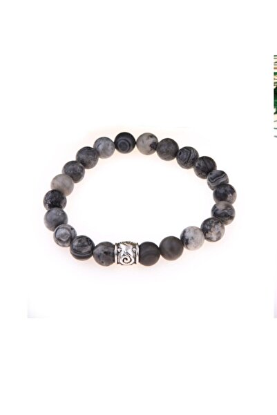 OSMANLI DOĞAL TAŞ Sertifikalı Gri Jasper 8 Mm Bileklik B451