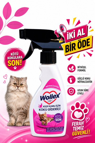 WOLLEX Kedi Kumu Ve Tuvaleti Koku Giderici, Doğal idrar Ve Çişi Spreyi, Kokus...