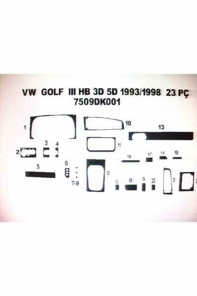 Demircioğlu Oto Aksesuar Marketi Wv golf 3 1995-1997 23-piece glove box trim ...
