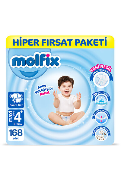 Molfix Kanal Teknolojisi Hiper Fırsat Paketi 4+ Beden Maxi Plus 168 Adet