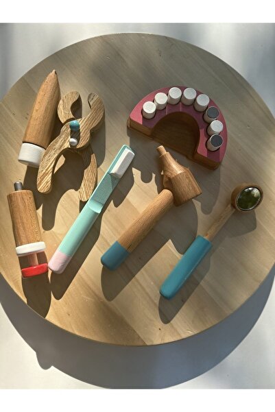 BİLMİŞ ÇOCUK Waldorf Ahşap Doktor Dişçi Seti Oyuncağı 1 Yaş ( Wooden Doctor D...