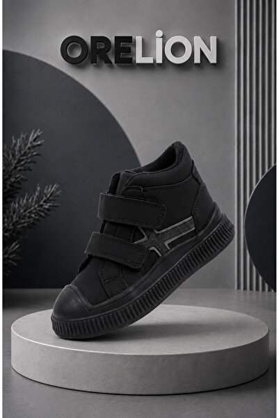 Zilvana Cizme pentru copii Negru Gri Detaliat Velcro Ortopedic Confortabil Pa...