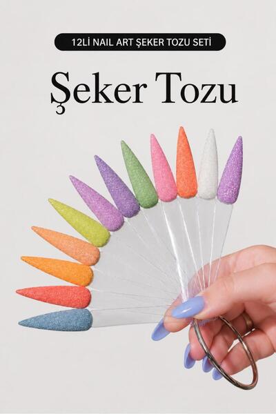 Nail Republic Şeker Tozu Tırnak Süsleme 12'li Seti –  Renkli Nail Art Sim Tozu