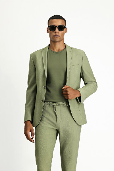 Kiğılı 7 Drop Super Slim Fit Eksra Dar Kesim Gofre Ceket