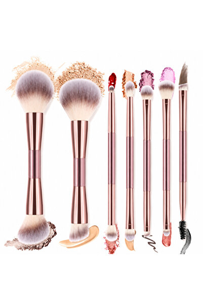 Arabest 7Pcs Double Ended Makeup Brush Set, Rose Gold Handles, for Face & Eye...