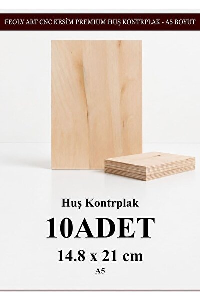 Feoly Art - Huş Kontrplak 10 ADET - A5 (14.8 x 21 cm) - 4 mm CNC Kesim ( Laze...