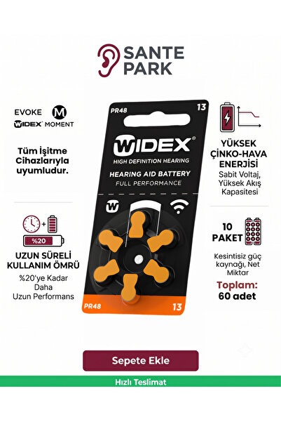 Isitme Cihazi Pili - 10 Paket 13 Numara Pil - Kulak Cihazi Pili - Isitme Cihazi Pili 13 Numara