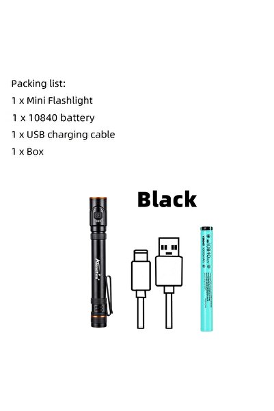 Choice X83-Black Mini EDC High Bright Pen Flashlight USB Rechargeable Magnet ...