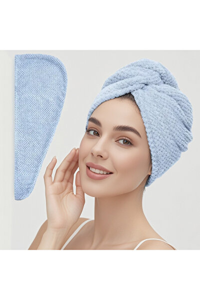 Choice Blue-up Solid color hair towel Textured dry hair cap 9.8 "X 25.5" abso...