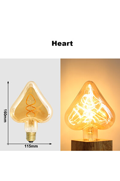 Choice 4W Yes Warm White Heart E27 LED Filament Light Bulb 220V 4W A60 ST64 T...