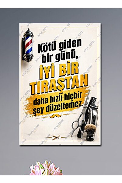 HAYAL ODASI STORE Başlık: Berber Kuaför Salonu Dekoratif MDF Tablo - İyi Bir ...