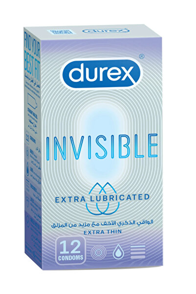 Durex ديوريكس واقي ذكري إنفزبل 12 حبه الاخف مع مزيد من المزلق