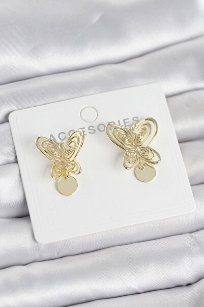 Inure Jewelry أقراط فوسون موديل ذهبي اللون على شكل فراشة من النحاس للنساء