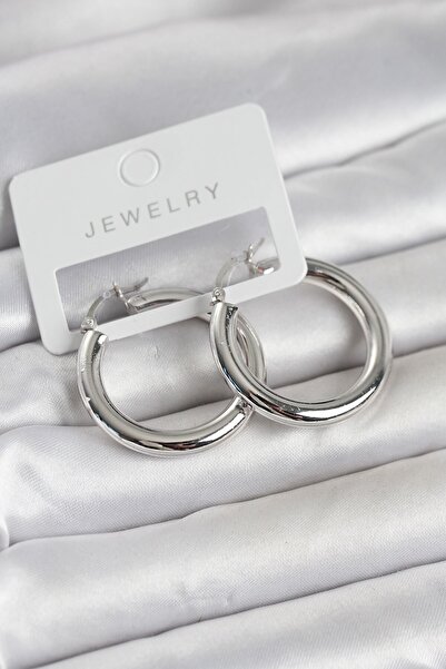 Inure Jewelry حلق نسائي من النحاس الفضي اللون مقاس 30 ملم