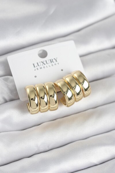 Inure Jewelry أقراط نسائية من النحاس باللون الذهبي بتصميم ثلاثي الأبعاد