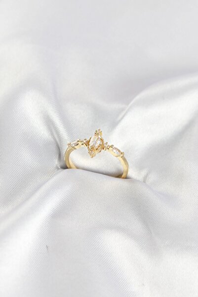 Inure Jewelry خاتم من حجر الزركون موديل عتيق باللون الذهبي