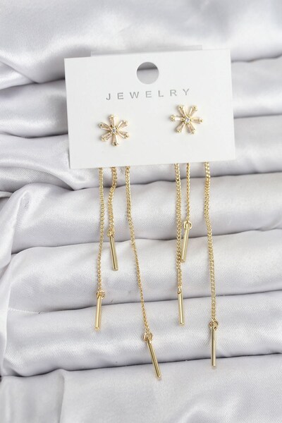 Inure Jewelry أقراط نسائية متدلية من النحاس الذهبي على شكل زهرة