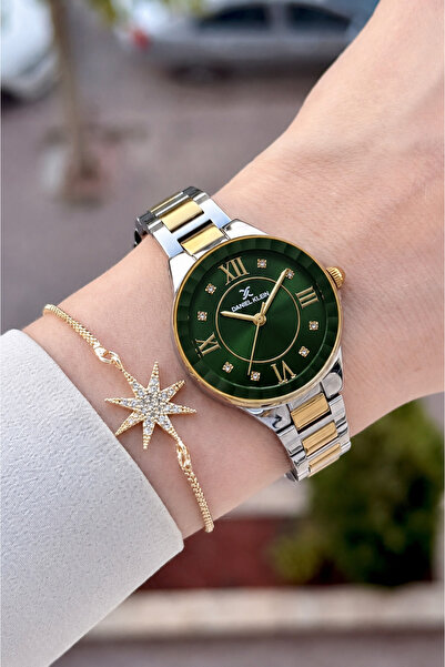 Daniel Klein Dial Green Strap Gold Gray Color Same as in the Image 30 mm Wome...