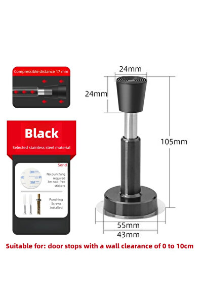 Choice1 Black-105mm Door Stopper Self Adhesive Stainless Steel Floor Holder A...