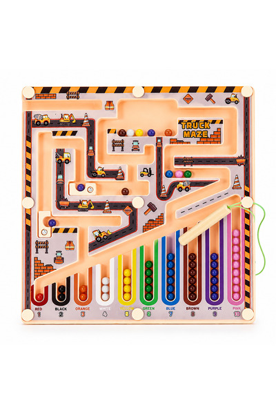 Stuniko ® Joc Montessori Magnetic Labirint cu Mărgele și Culori – Sortare Mag...