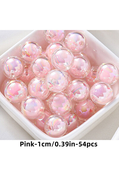 Choice 10mm-Pink-54pcs 108/54pcs 8/10mm Pink Color Acrylic Beads, Interval Be...