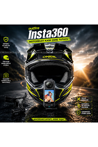 outfire Insta360 Motosiklet Kask Çene Tutucu