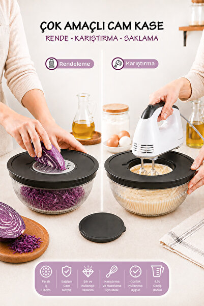 naturelove Grater Mixer Bowl - Grater Mixing Storage Container - Multi-Purpos...