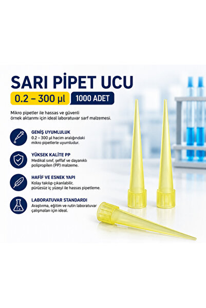 Labolist Sarı Pipet Ucu ( 02 - 300 ul ) 1000 Adet