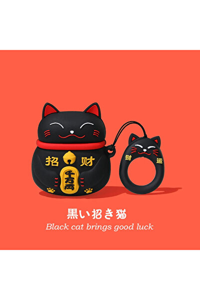 Choice9 For Airpods Pro 2 black Lucky Cat Blessing Soft Silicone Earphone Cas...