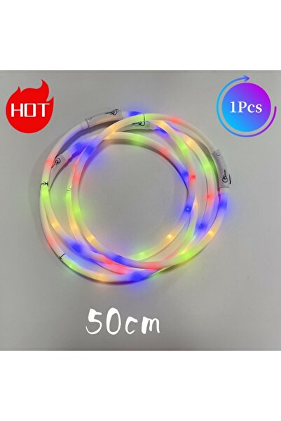 Choice7 Colorful 50CM-1pcs Led Luminous Dog Collar 4 Flashing Modes Multi-col...